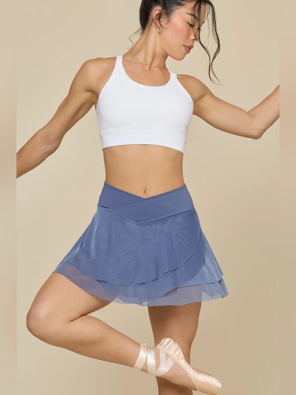 Popflex Crisscross Hourglass Juliet Ballet Skort Athleisure - Blue Haze | Size L